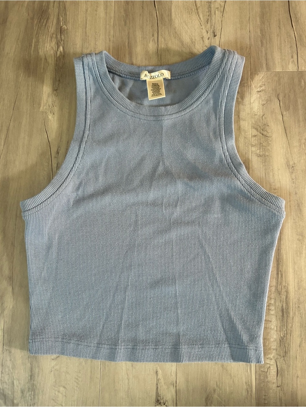 Bozzolo Ribbed Crop Tank Top - Light Blue